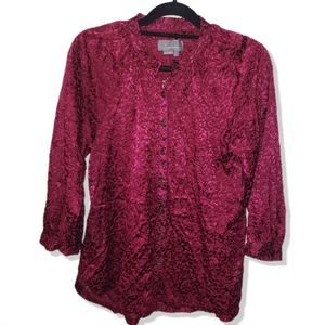 Susanna Burnout Velvet Buttondown By Anthropologie in Plum